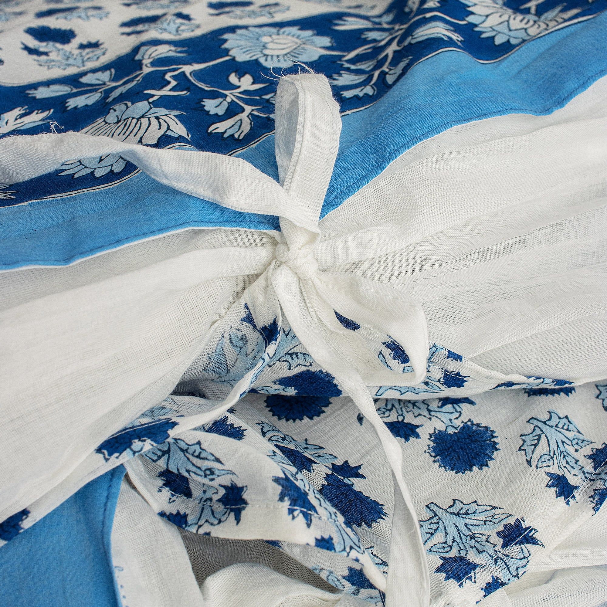 Block Print Soft Organic Cotton Blue Duvet Blanket Cover With Shams
